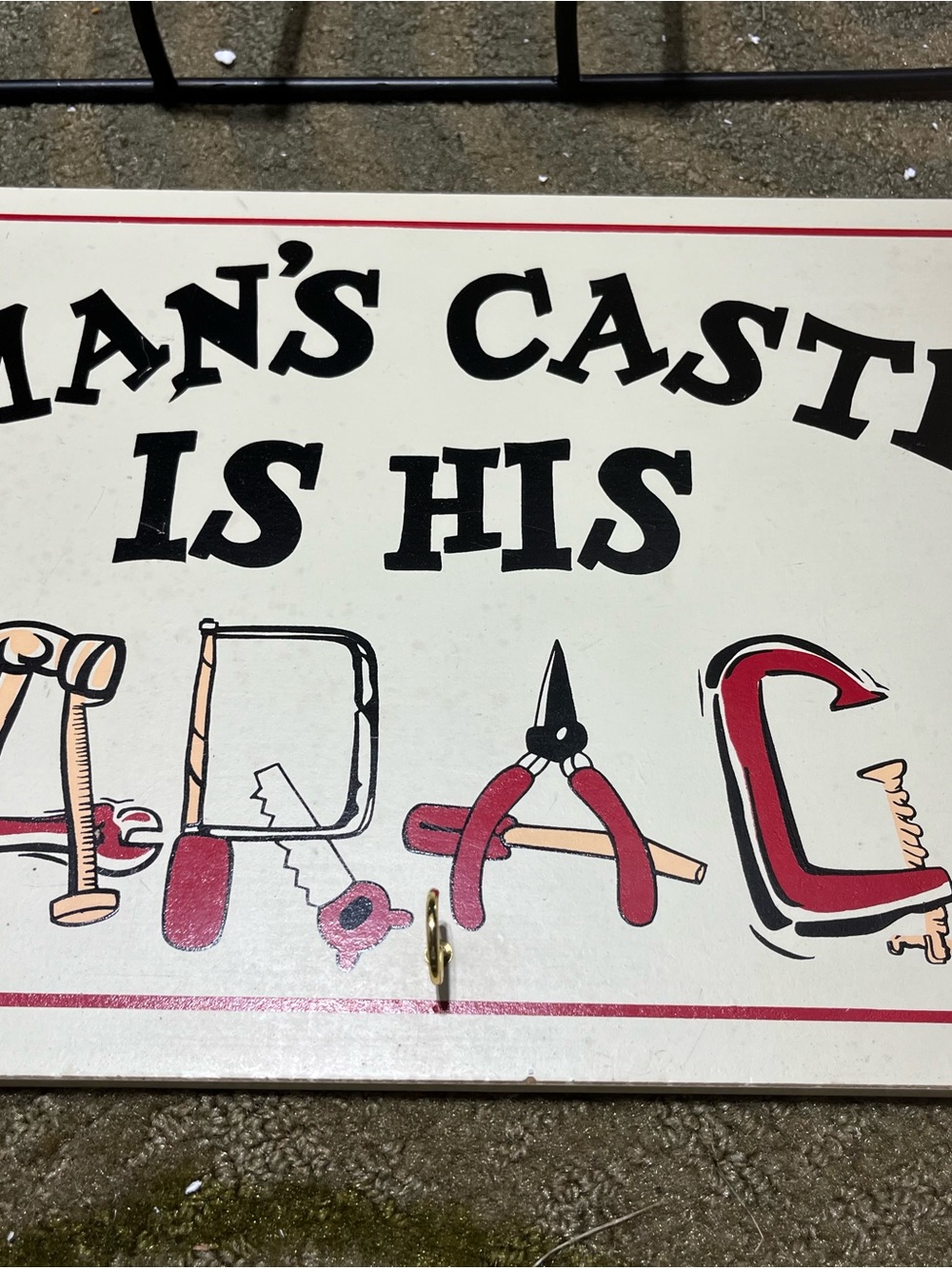 Vintage-Inspired White and Red Wall Sign - Home Wall Decor